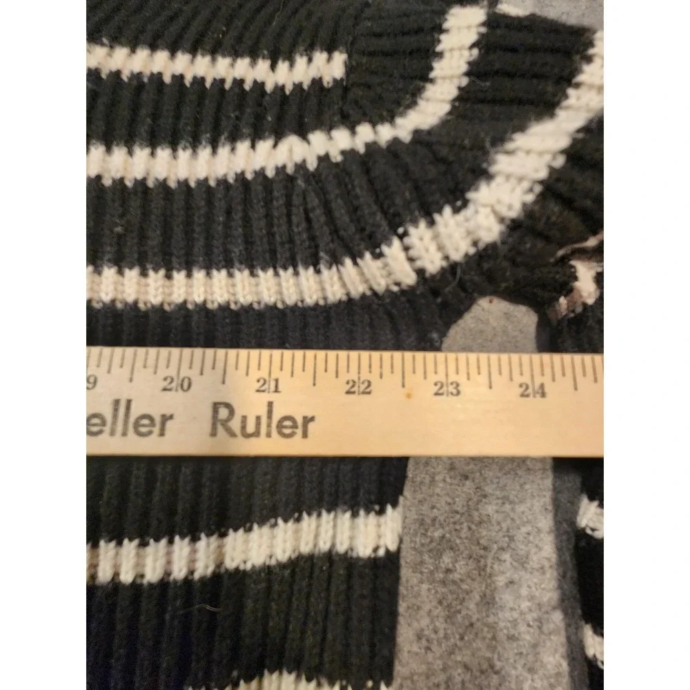 AllSaints‎ Sweater Mens Medium Black Merino Wool Cashmere Pullover Mock Striped